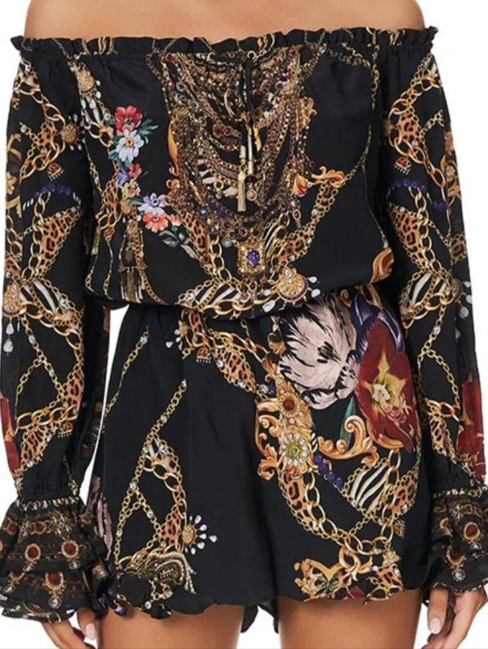 Camilla Drop Shoulder Frill Playsuit A Night In The 90's New XL But Runs Smaller - Picture 10 of 14